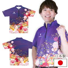 INDEPENDENT】 【 日本製 】 和柄ジップポロ/ユニセックス/ボウリング